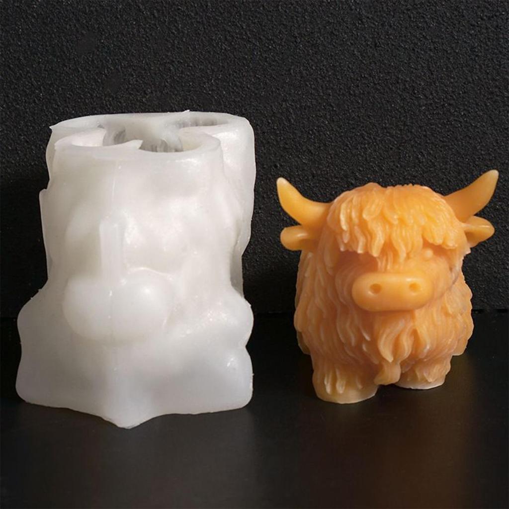 Silicone Animal Molds 3D Silicone Molds Highland Cow Design Mould for Wax Cake Ice Food Gummy Crafts Baking Candle Candy Snack