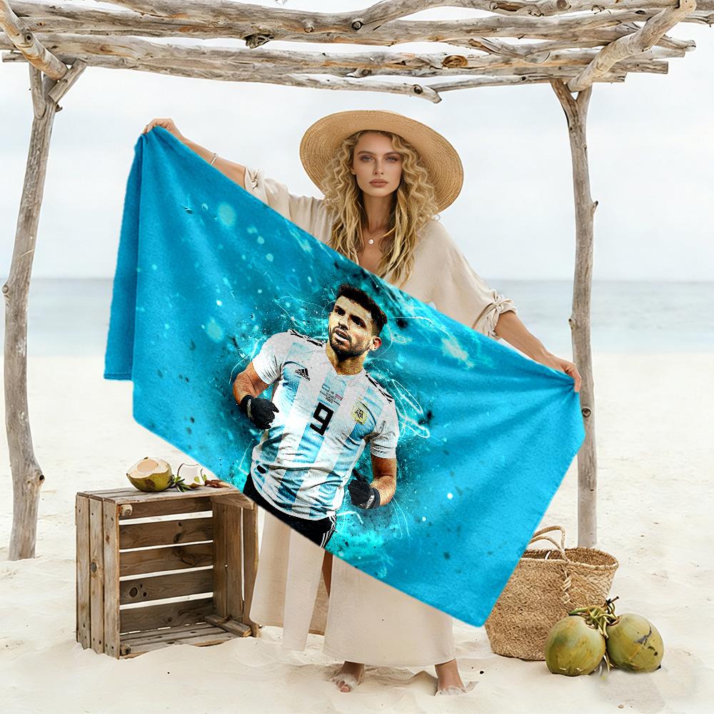 Kun Aguero Celebration Moment Beach Towel Super Soft Microfiber Quickdry Fabric Comfortable Lightweight