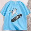 Vintage Cat Graphic Tee for Skater Graphic T Shirts Cute Funny Kitten Cat Tshirt Soft Casual Unisex Streetwear Male Clothing
