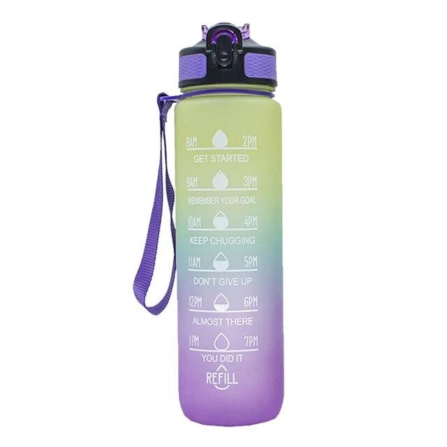 1000ml Colorful Frosted Water Bottle Motivational Drinking Bottle Sports Water Bottle With Time Marker Portable Reusable Cups