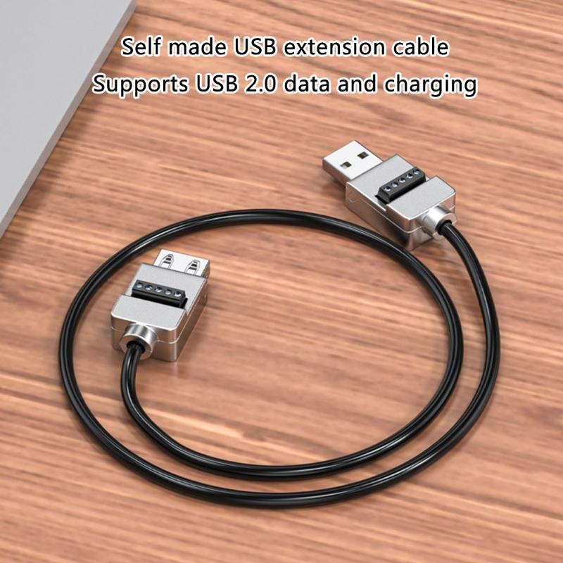 USB 2.0 Terminal Block Connector Solderless Adapter with Metal Case Support Charging for USB Repair Adapter Connector