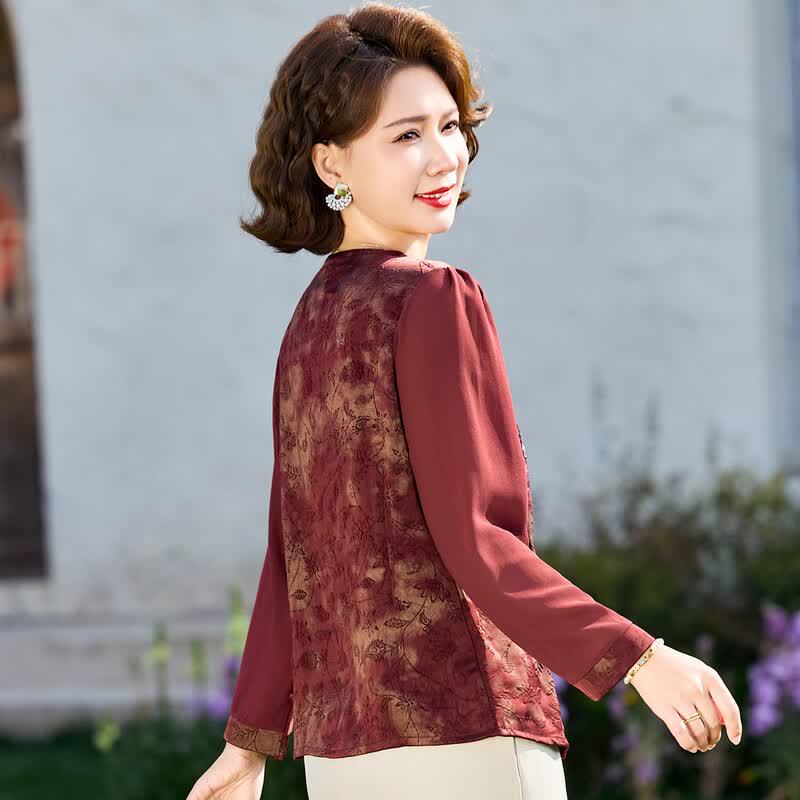 Elegant V-Neck Embroidered Women's Blouse