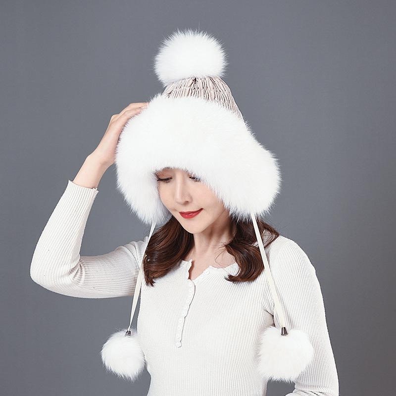 Женская меховая шапка из искусственного меха лисы