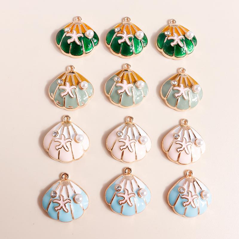 10pcs Cute Marine Life Charms for Jewelry Making Enamel Starfish Shell Mermaid Charms Pendants for DIY Necklaces Earrings Gifts