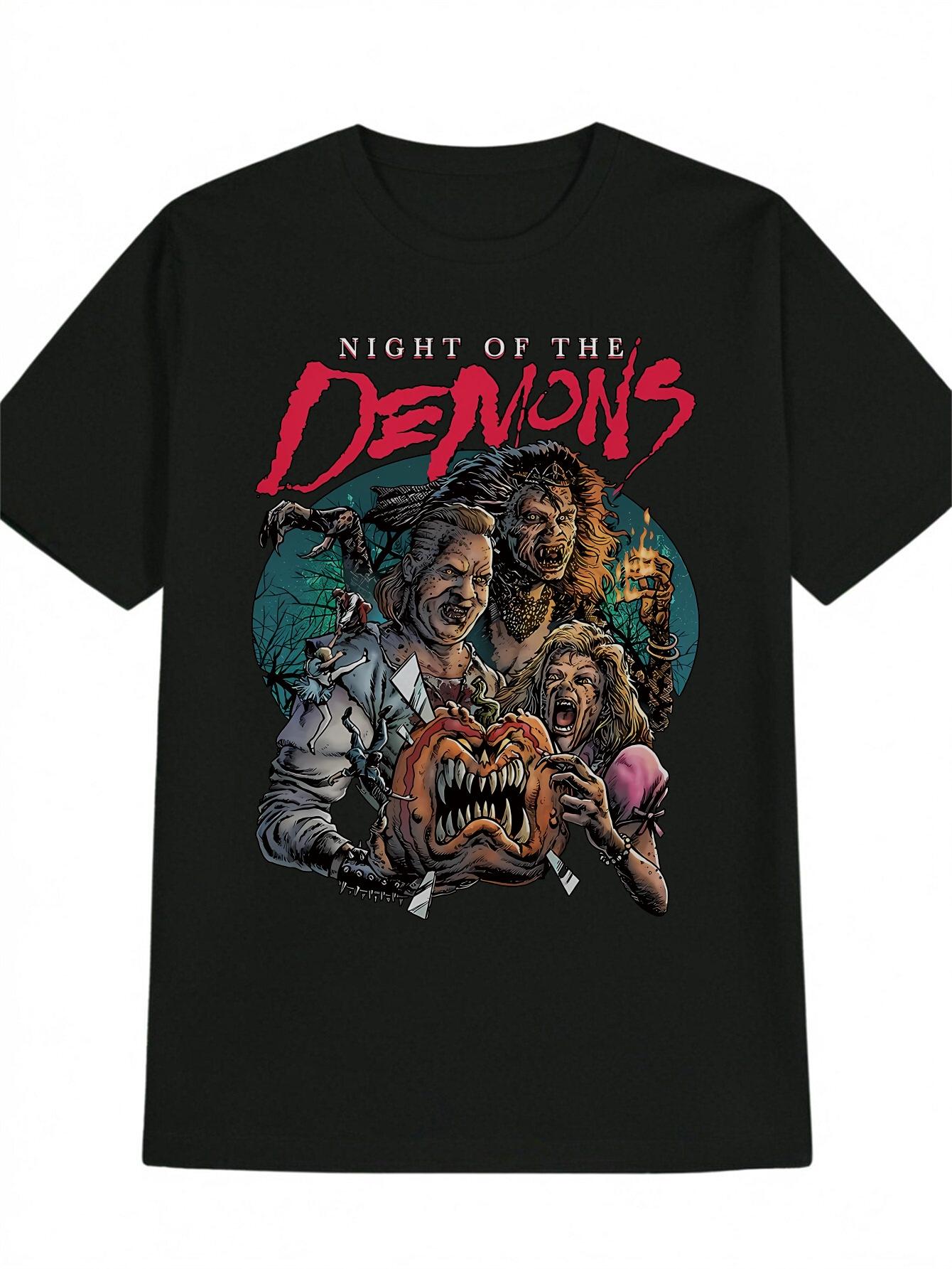 Casual Graphic T-shirt - Night of the Demons Pumpkin Head Horror Print XXXL