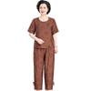 2023 Women's Summer Two-Piece Cotton Linen Set: Short Sleeve Cardigan & Loose Wrinkle-Resistant Plus Size Casual Outfit for Moms.