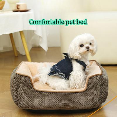 Square Lattice Pet Bed Detachable Washable Dog Nest Cat Nest Double-sided Usable Cotton Pad Thickened Sofa Mats Pet Accessories