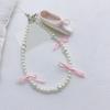Fashionable Ballet Shoe Keychain Charm with Pearls Ribbon Designs Lovely and Stylish Accessory Portable for Girls