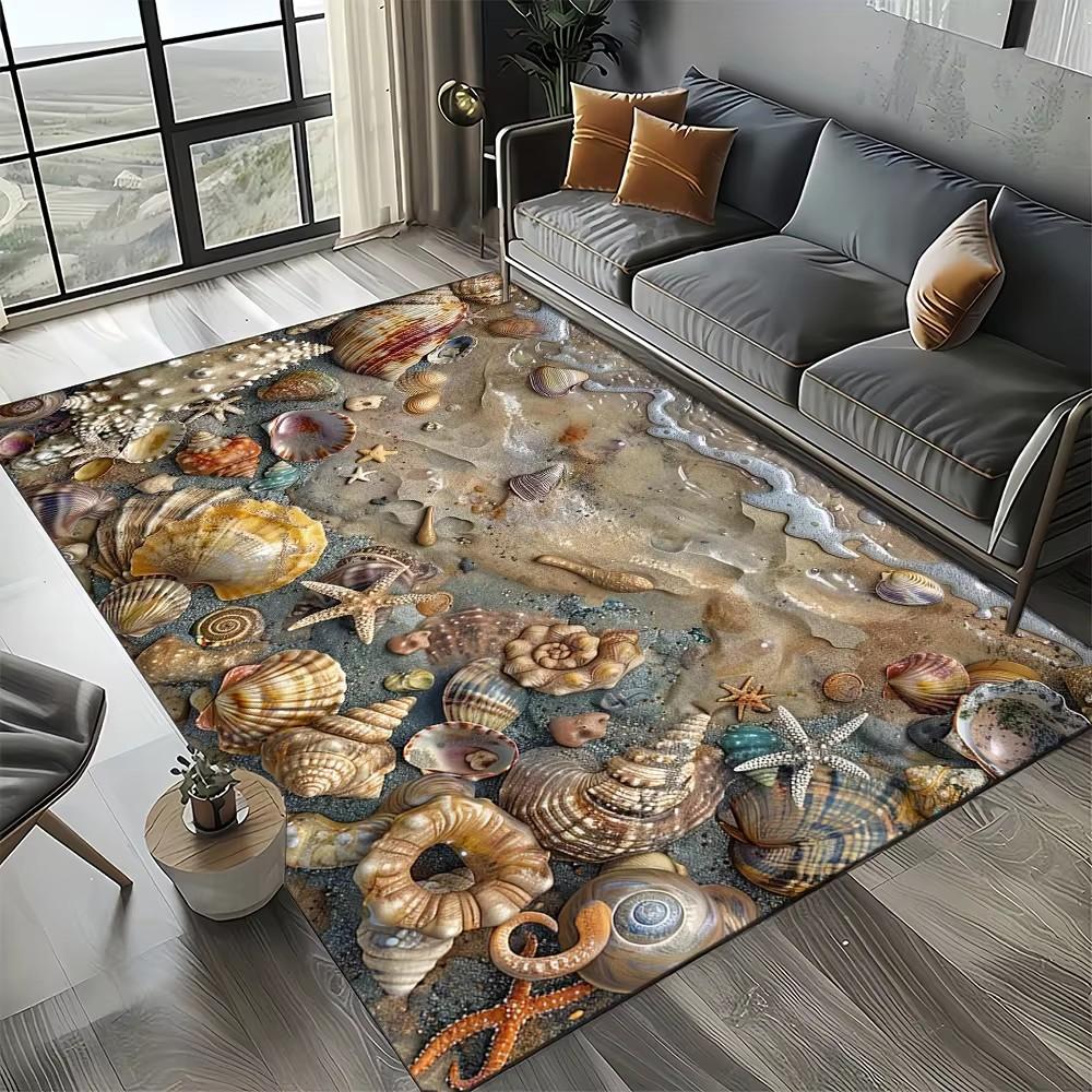27 Style Starfish Beach Shell Sea Star Sand Carpet Rug for Living Room Bedroom Home Sofa Decoration,Kids Play Non-slip Floor Mat