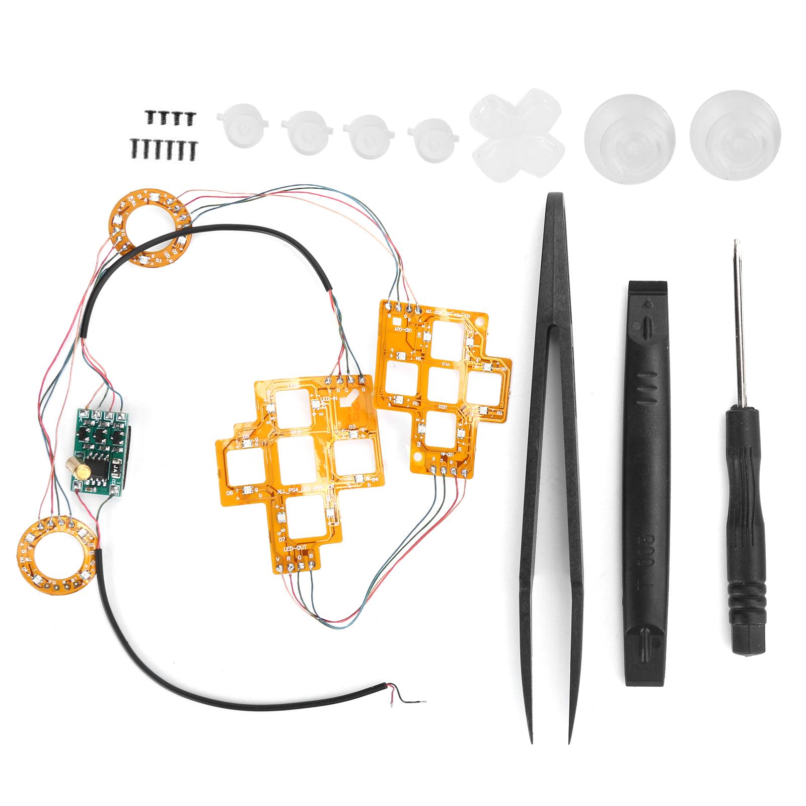 

6Color Luminated DPad Thumbsticks DTF LED Buttons Kit for PS4 Controller Accessories