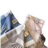 New Wool Warm Scarf for Women in Color Blocked Plaid Scarf Long Tassel Scarf Thickened and Warm