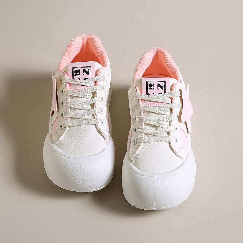 Fashion Sports Shoes Spring New Round Head Deep Mouth Splicing Before Lacing Anti-slip Wear-resistant Flat Low Top Single Shoes