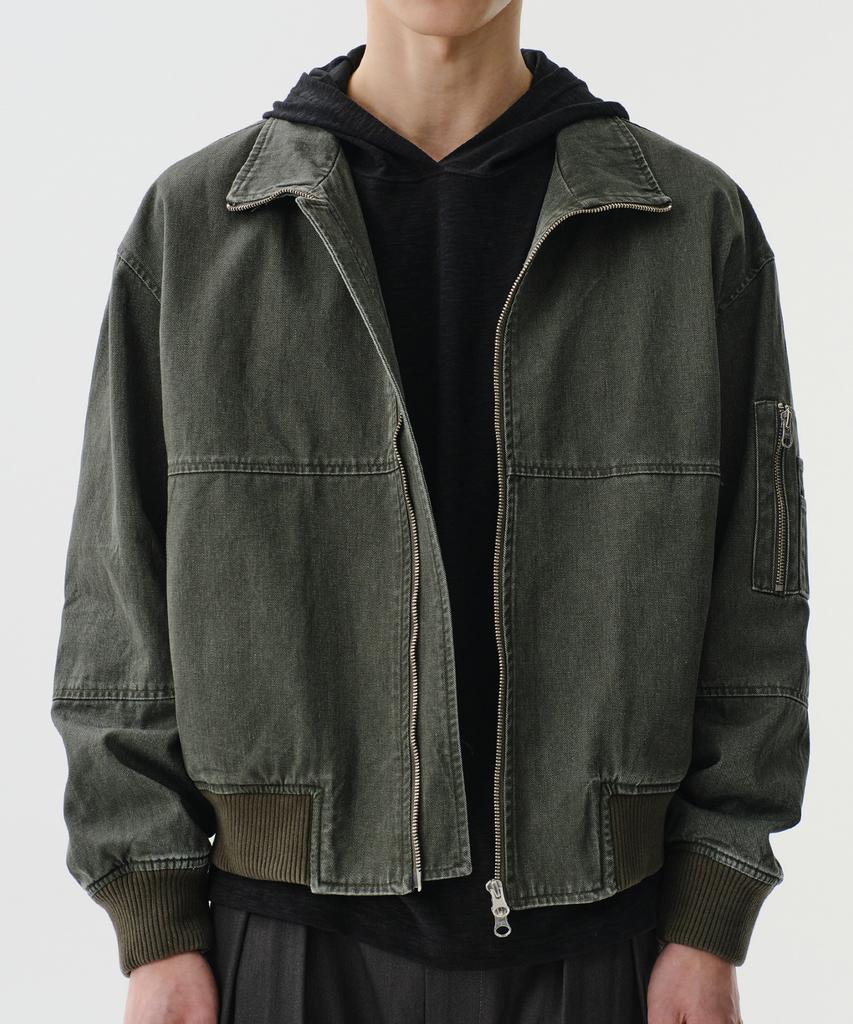 Divein Neck Zip Detail Ma-1 Jacket (Khaki)