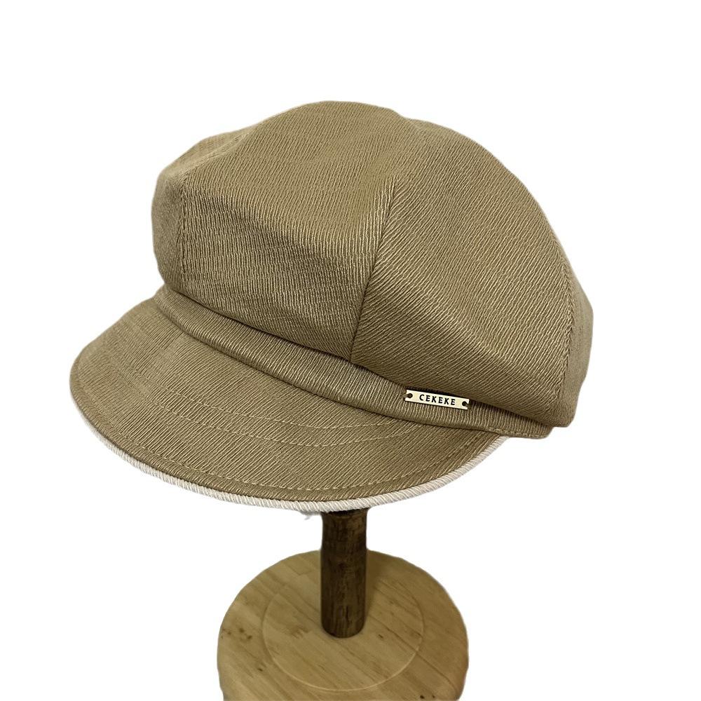 Beret women's early autumn versatile face small painter octagonal hat big head circumference hat tide