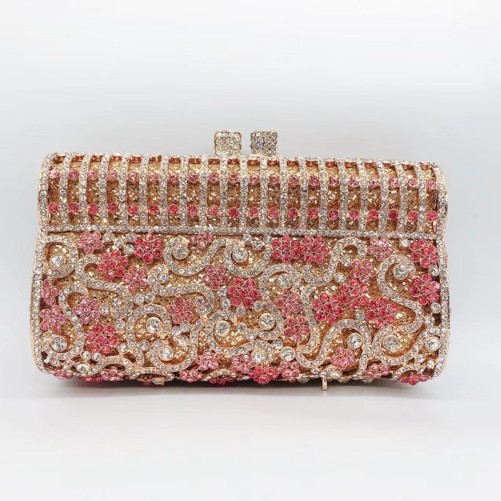 WHTUOHENG Borse di Cristallo Borsa da Sera da Donna Champagne/Argento/Oro Donna Festa Minaudiere Borse da Ballo Matrimonio Strass