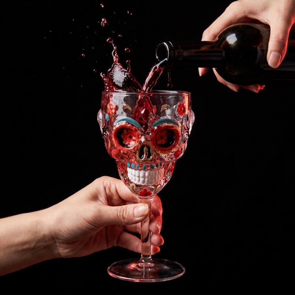 Colorful Cup with Floral Pattern, Gothic Tumbler for Home Bar Halloween Decor