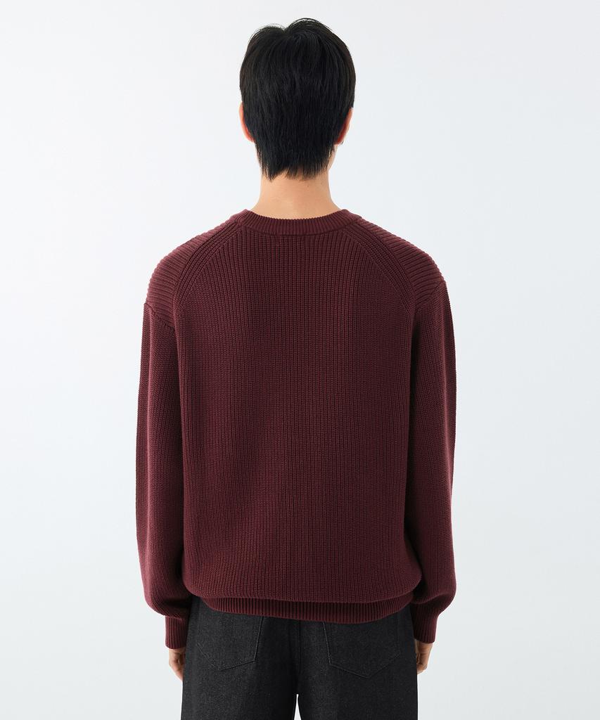 Musinsa Standard Cotton Ribbed Crew Neck Knit [Burgundy]