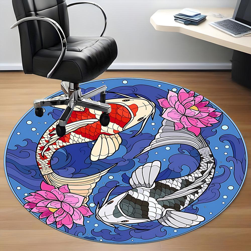 1PC Koi Fish Chair Carpet for Office, Indoor Non-Slip Washable  Carpet, Soft Comfortable Mat For Office Room yy250930093