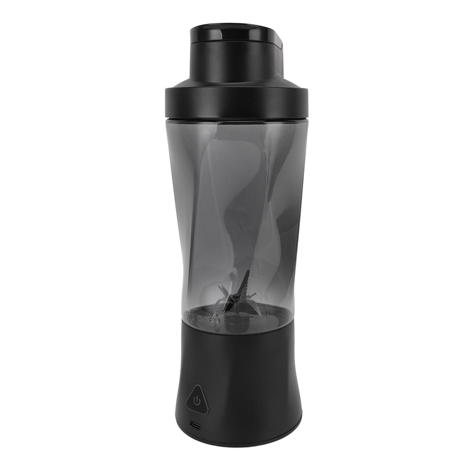 Персональный блендер с крышкой для смузи, USB-перезаряжаемый, самоочищающийся, портативная соковыжималка, 6 лезвий, 6000 мАч чёрный