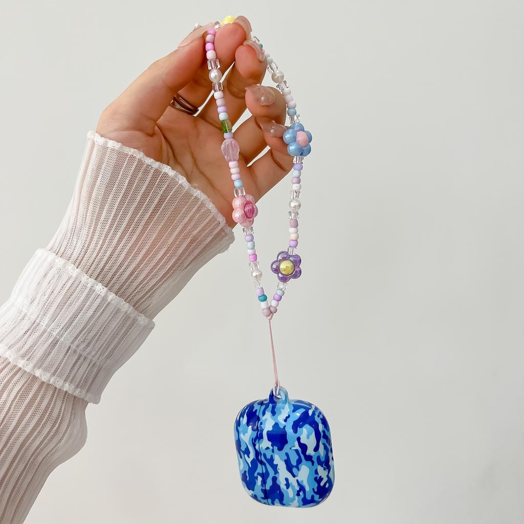 Perlen-Handyband Handgelenkschlaufe Niedliche Blume Ästhetisch Handy-Schlüsselanhänger Anhänger