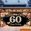 Colorful Flowers 60th Birthday Theme Banner Background Birthday Party Home Decoration Activities Photography Background Cloth