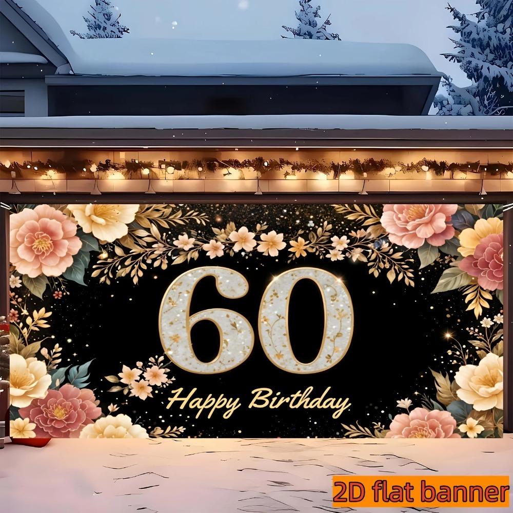 Colorful Flowers 60th Birthday Theme Banner Background Birthday Party Home Decoration Activities Photography Background Cloth