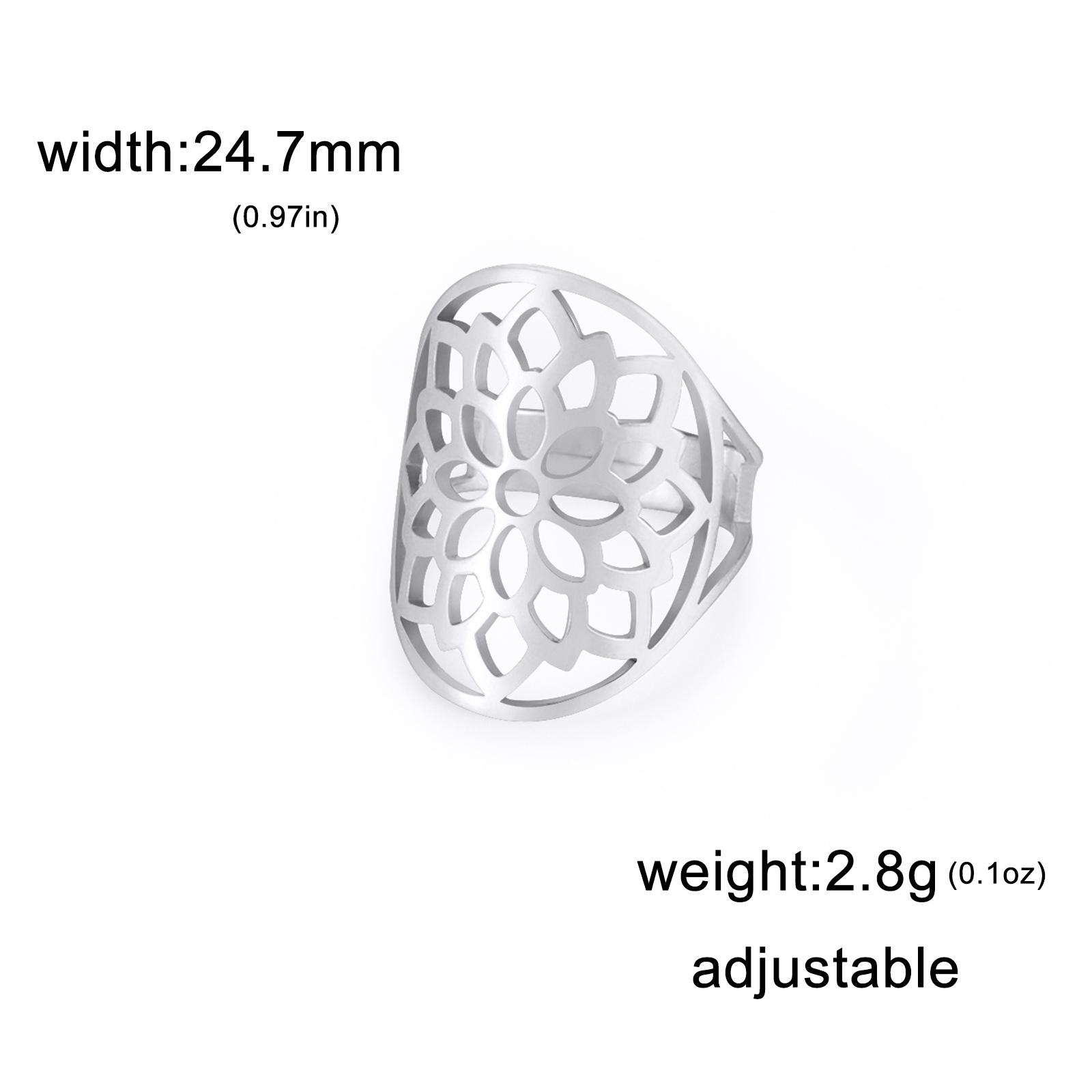 

Cazador Hollow Flower of Life Women s Rings Adjustable Stainless Steel Open Rings Wedding Anniversary Jewelry Mother Day Gift
