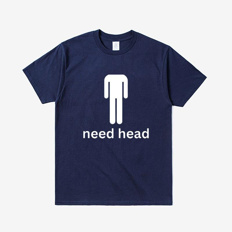 Need Head: A Multi-color Printed T-shirt with A Round Neck, Short Sleeve, Loose and Versatile, Suitable for Both Men and Women