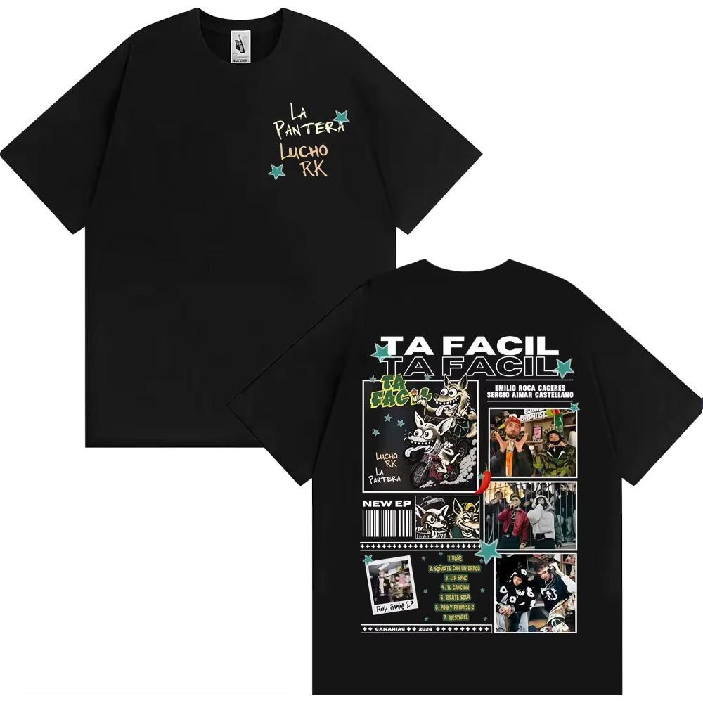 

La Panter Lucho Rk Ta Facil New Album 2026 T Shirt Men s Women Harajuku Hip Hop Street T-shirts Cotton Casual Oversized T Shirts S разноцветный
