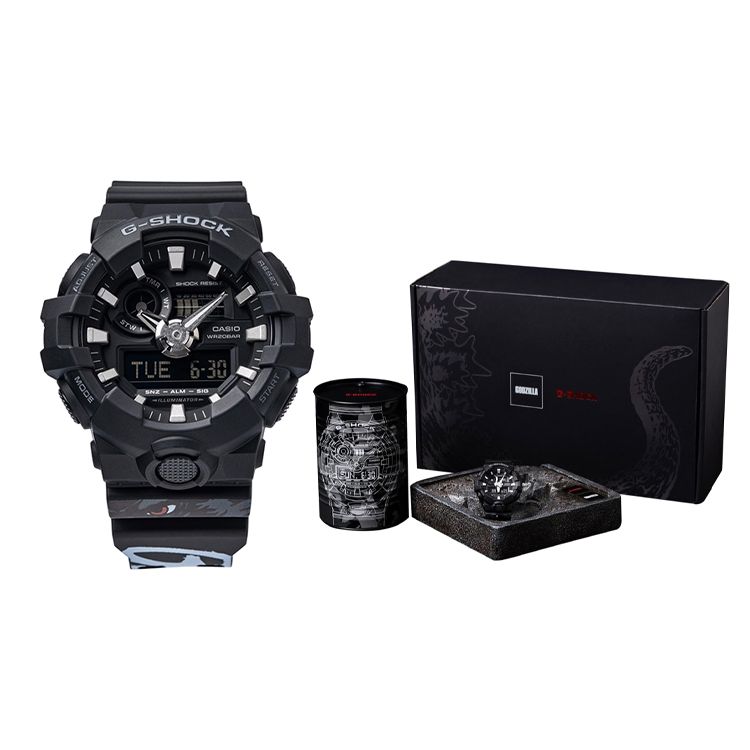 Casio G-Shock Godzilla Collaboration Gift Box Classic Pointer Dual Display Waterproof Quartz Movement Resin Strap Men watches Black GA-700-1BPRG