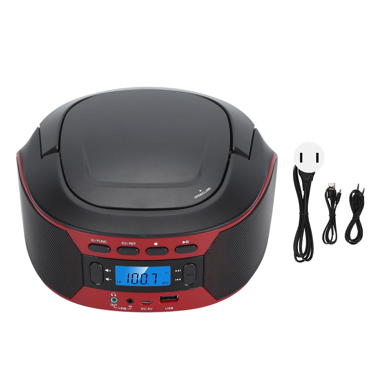 

CD-плеер Bluetooth Вход AUX IN Поддержка наушников 5 режимов эквалайзера Многофункциональный цифровой дисплей Портативный MP3-плеер для улицы