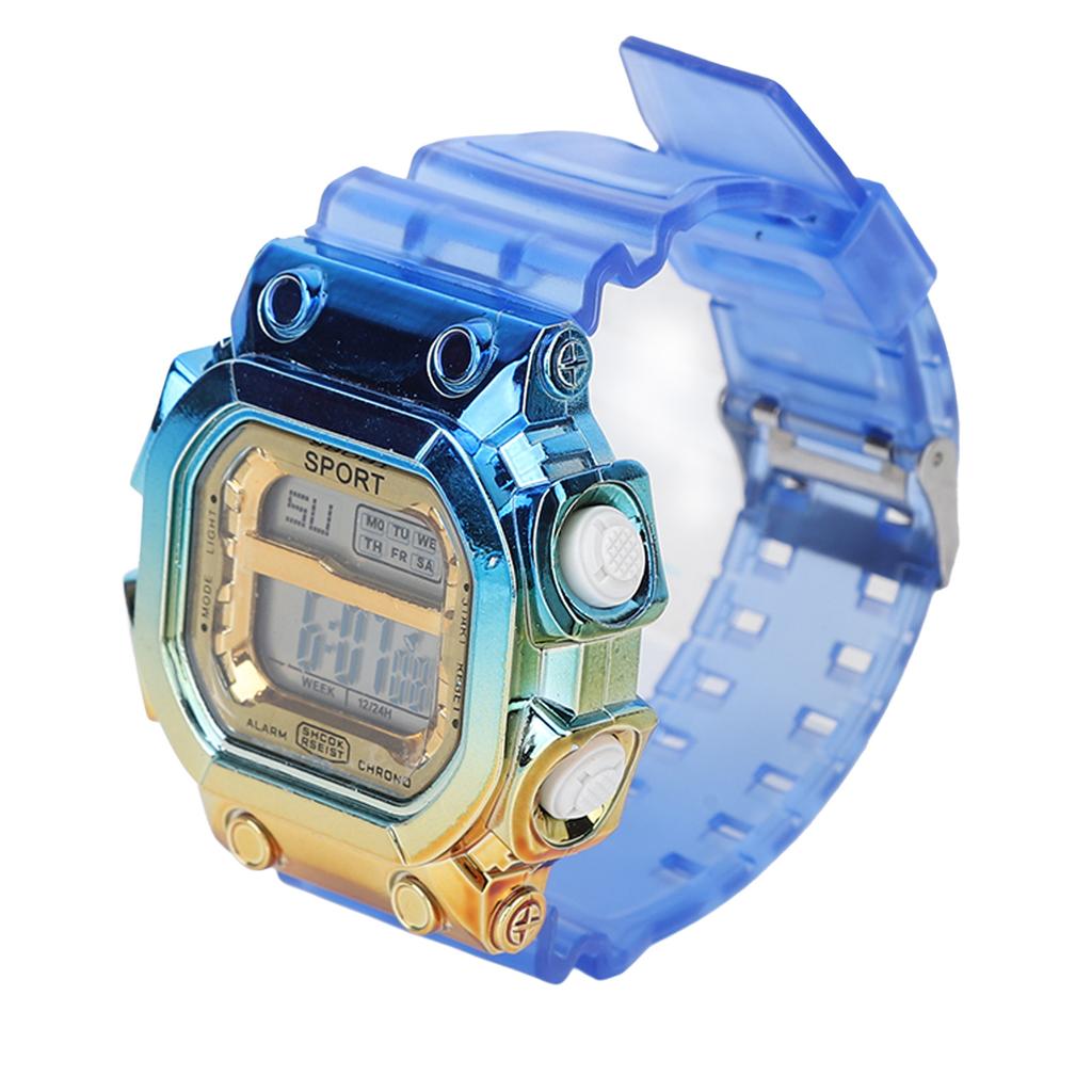 Orologio Digitale Quadrato Colorato con Quadrante a Gradiente e Cinturino Trasparente Opaco Impermeabile per Uso Quotidiano e Sportivo per Studenti