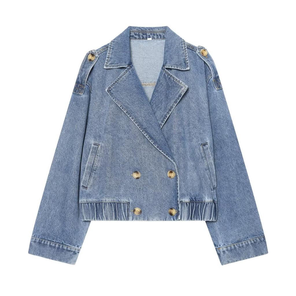 European and American style, new women's clothing, fashionable, casual double-breasted denim jacket 1346353