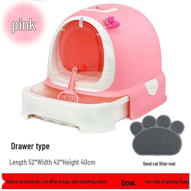 Extra Large Enclosed Cat Litter Box with Deodorizing and Anti-Splash Features
