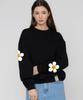 GRAVER [Unisex] Multi Flower Dot Smile Sweatshirt_Black