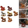 Small Christmas Rocking Horse Decor Home Ornament Desk Figure Resin Animal Statue for New Year Birthday Hotel Cabinet Wedding