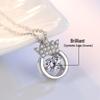 Women's Beating Heart Crown Silver Necklace – Luxury Pendant with Clavicle Chain