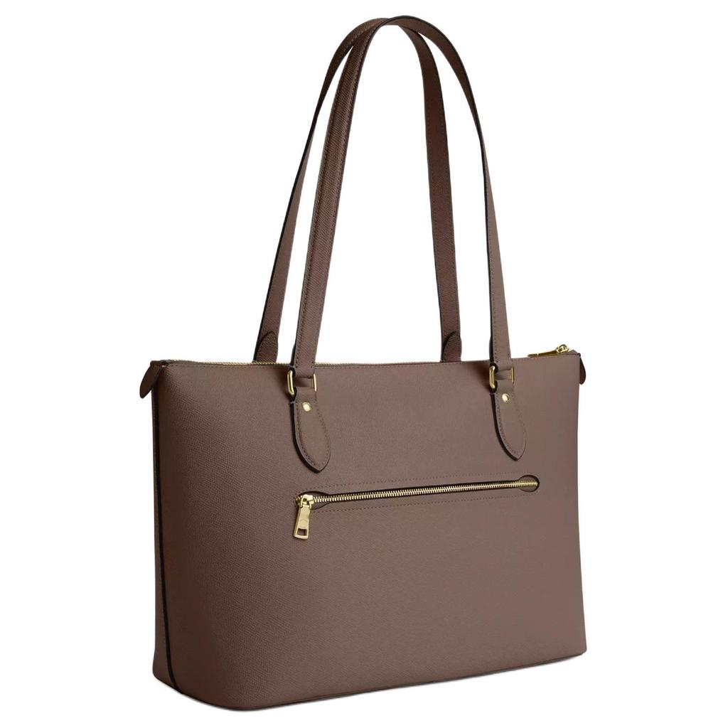 Coach Gallery 37 Metal Logo Zip Closure Recycled Leather Tote Bag Women Tote Bags Dark-Stone CV402-IMV2R