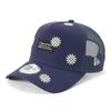 New Era 9Forty Trucker with Flower Embroidery and Woven Light Exclusive To A-Frame Patch, Navy, ONSPOTZ.