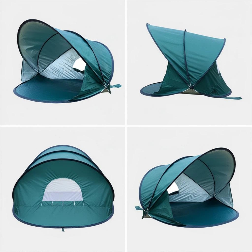 Quick-Open 2-3 Person Beach Tent: Sun Protection, Windproof, Easy Fold for Camping