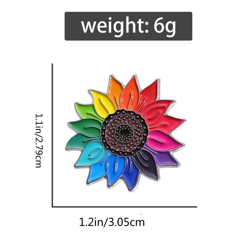 Rainbow Sunflowers Brooch Pins Fashionable Sturdy Alloy Jewelry Decoration for Women and Teens Versatile Accessory