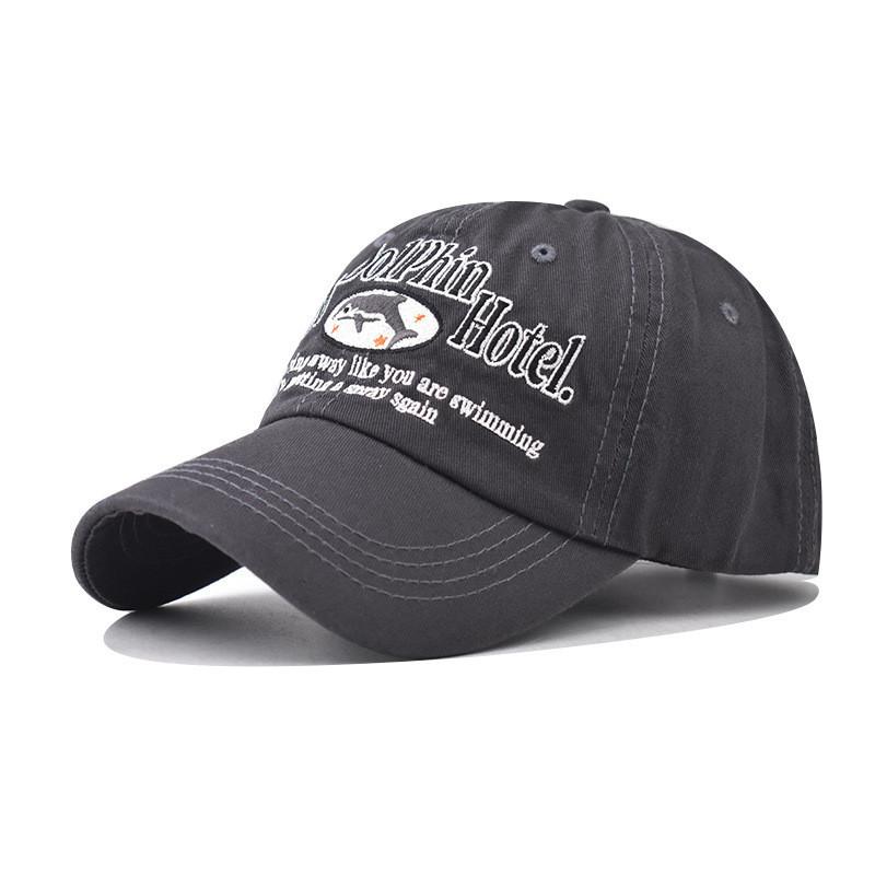 Washed Hat Old Cartoon Little Dolphin Baseball Hat Made Of Cotton