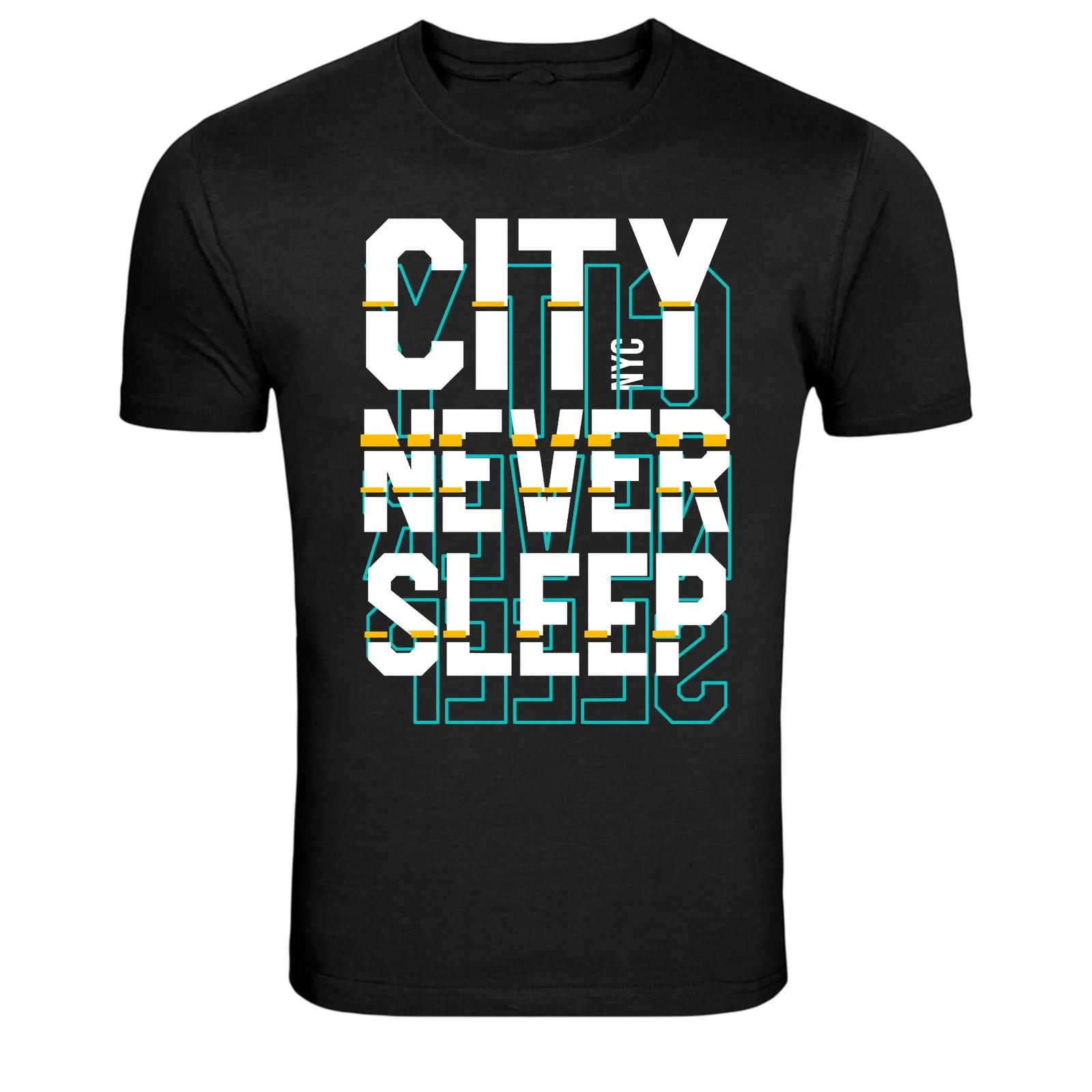 City Never Sleep Urban Typography Streetwear Graphic T-Shirt XXXXL