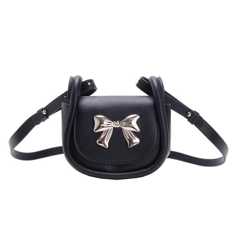 

Charming Pure Color Mini Children s Bag With Breathable Fabric And Fashionable Bow For Kids чорний