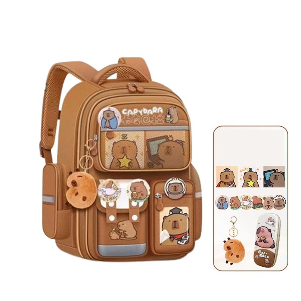 Oxford Cloth Cartoon Animal School Bag Multi-Compartments Capybara Student Bag Unisex
