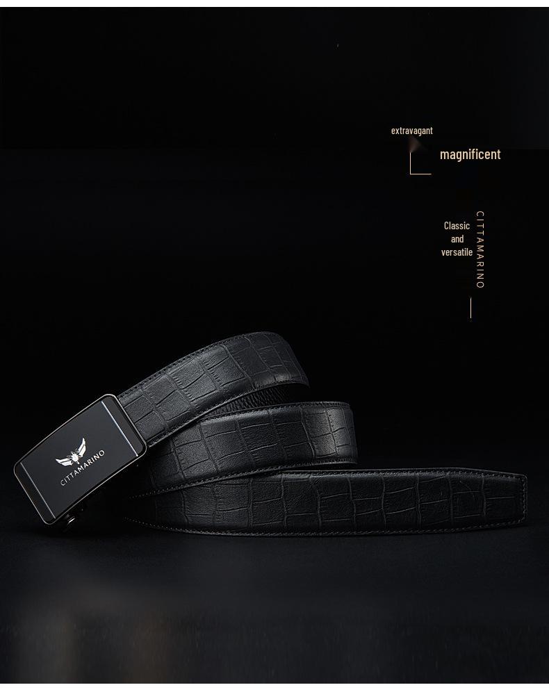 Curea din piele pentru bărbați cu logo Armani autentic și cataramă automată, piele de vacă strat superior, ținută casual