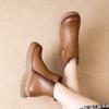 Women Real Leather Wedges Ankle Boots Spring Autumn New Thick sole Non Slip Middle Aged And Elderly High Top Zippers Boots