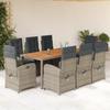 Vidaxl 9-Cz. Garden Furniture Set With Cushions, Grey, PE Rattan