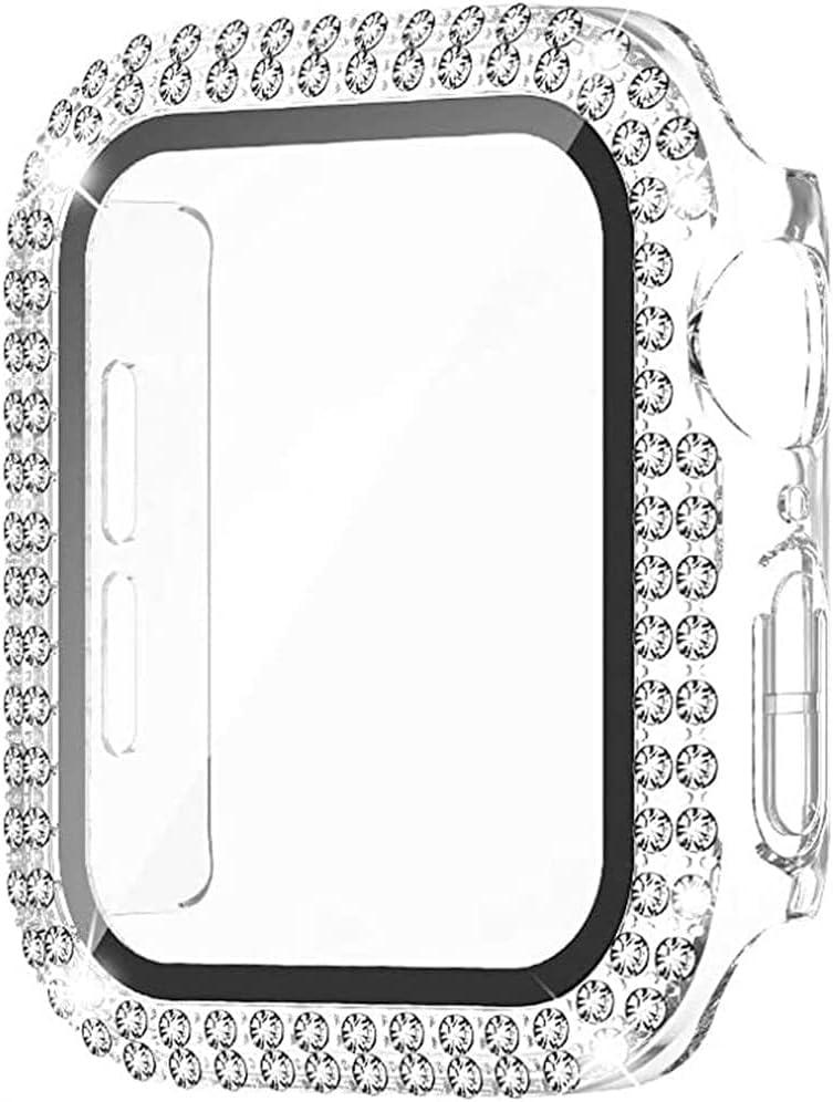 Glass+Cover For Apple Watch Case 45mm 44mm 41mm 40mm 46mm 42mm Bling Diamond bumper+Screen Protector Series 11 10 9 8 7 5 6 4 SE
