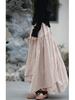 25 Small Warm Spring-Summer All-Cotton Irregular Swing Long Skirt, Literary Cotton-Linen Half-Body Skirt with Elastic Waist, Retro Style